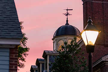 Photo of a cupola at dusk. Links to Donor-Advised Funds