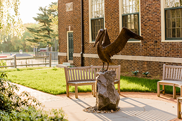 A statue of a pelican. Links to Gifts by Estate Note